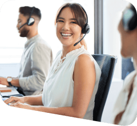 Smiling call center agent